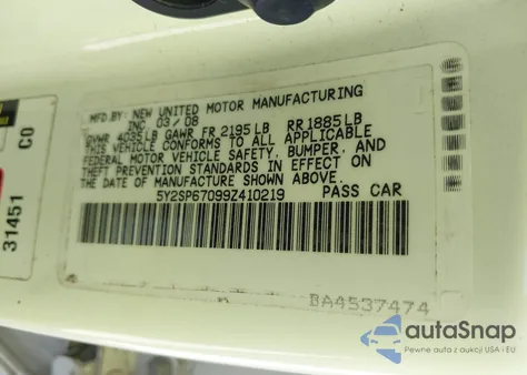 2009 Pontiac Vibe from USA, damaged, VIN 5Y2SP67099Z410219